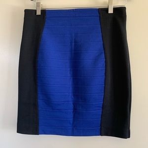 NWT Express | Blue & Black Two Tone Colorblock Bodycon High Waisted Mini Skirt 8